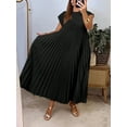 thumbnail image 4 of Women'S Pleated Church Maxi Dresses Summer Casual Short Sleeve Crew Neck Flowy Loose Long Sundresses Black L, 4 of 7