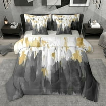 Homewish Oil Apinting Aesthetic 7-Piece Twin Bedding Sets,Modern Graffiti Bedding Comforter Set,Black Gray White Sheet Sets For Girls Kids,Super Cozy Room Decor Reversible