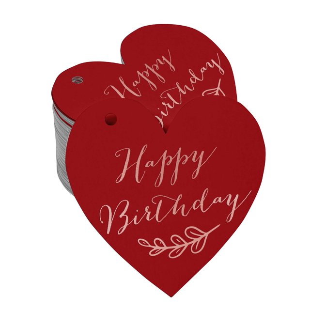 Inkdotpot 100 Pack Real Rose Gold Foil Paper Tag Happy Birthday Favor Hang Tag