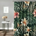 thumbnail image 2 of Orinice  Dark Green Shower Curtain,Beach Cheerful Tropical Green Leaves Palm Trees and Flowers Bird Paradise Shower Curtains for Bathroom with 12 Hooks 36x72, 2 of 7