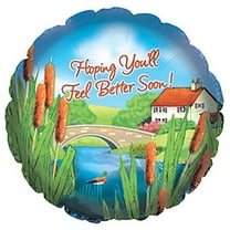 17 inch Feel Better Cattails Foil Mylar Balloon - Party Supplies Decorations