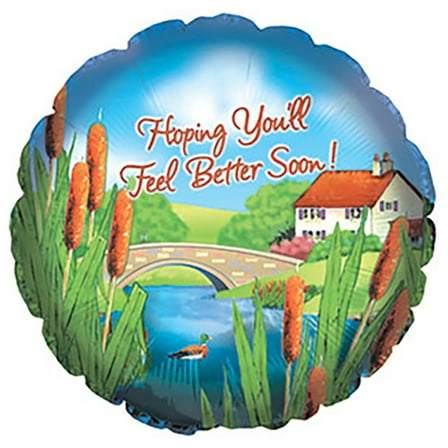 17 inch Feel Better Cattails Foil Mylar Balloon - Party Supplies Decorations