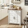 thumbnail image 3 of Ourlova Rustic Storage Cabinet 31.5 in – Adjustable 3-Tier Farmhouse Entryway Organizer with Slatted Doors, Waterproof Design for Kitchen & Dining Room, 3 of 6