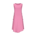 thumbnail image 6 of SMihono Loose Fit Dress for Women Fall Summer Sleeveless Crew Neck Linen Maxi Long Basic High Low Dress Women 2025 Pink M, 6 of 7