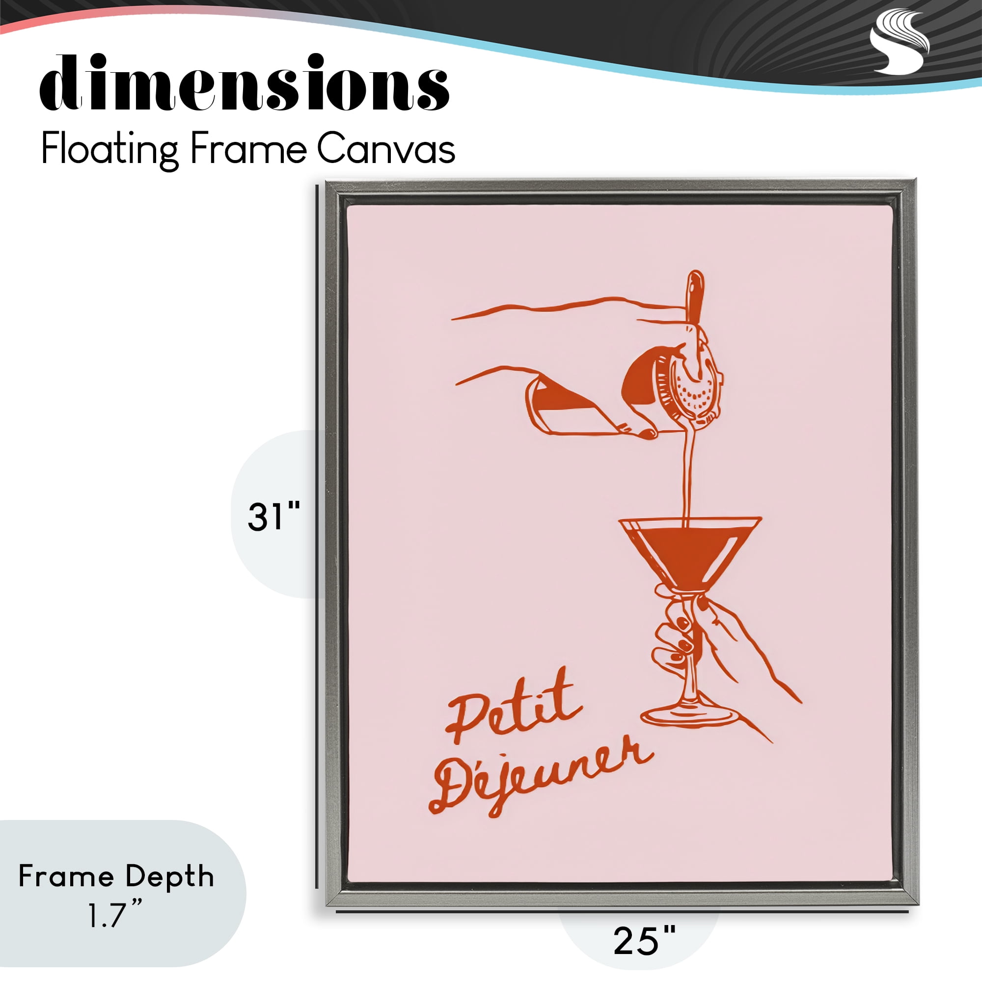 Stupell Industries Pouring Brunch Cocktail Gray Framed Floater Canvas Wall Art, design by The Prints Vibe