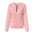 thumbnail image 5 of Stamzod Womens Quarter Zip Pullover Sweatshirts Dressy Casual Textured Tops Spring Fall Crewneck Sweatshirt Pink E M, 5 of 8