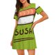 thumbnail image 1 of Balery Fresh Sushi Camisón de manga corta con cuello redondo para mujer, cómodo y elegante., 1 of 6