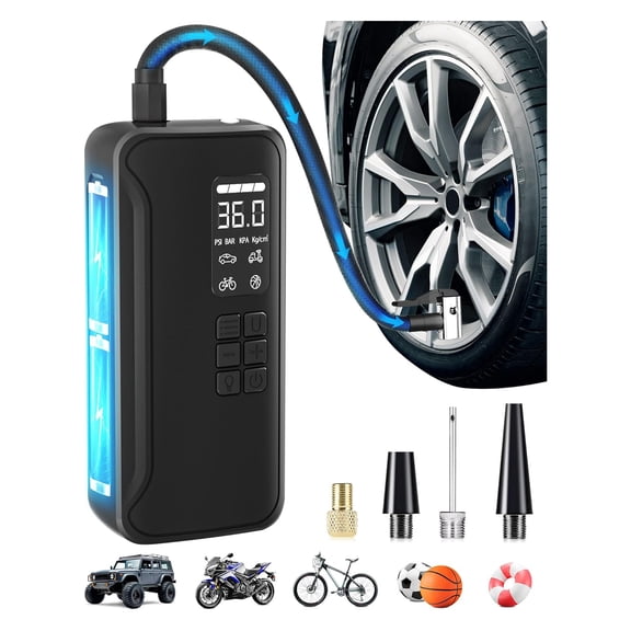 Tire Inflator Portable Air Compressor Portable Cordless Mini Air Pump with Digital Pressure Gauge 150PSI 3X Fast Inflation and Auto Shutoff Function Tires Pump for Cars Motorcycles Bikes Balls
