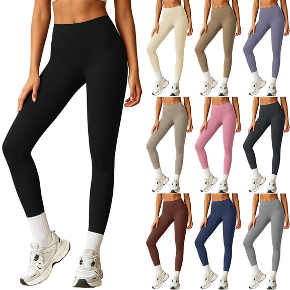 High Waisted Leggings for Women Soft Tummy Control Yoga Pants for Workout Athletic Women's Solid Color Jogger Yoga Pants Casual Leggings