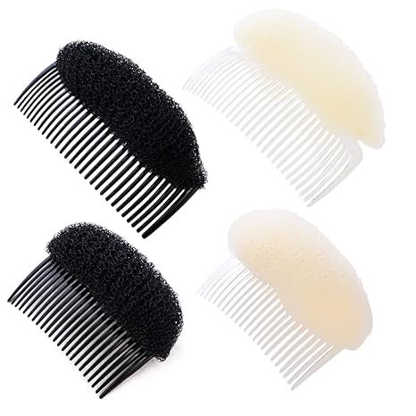 4 piezas moño para el cabello invisible Bump it Up volumen del cabello insertar peines base para el cabello estilo hacer colmena volumen del cabello base conjunto moño fabricante blanco negro 8.5 * 6