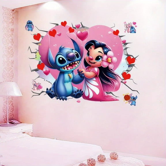 3D wall stickers, Stitch wall stickers for interior decoration, background wall decoration, 60X40CM