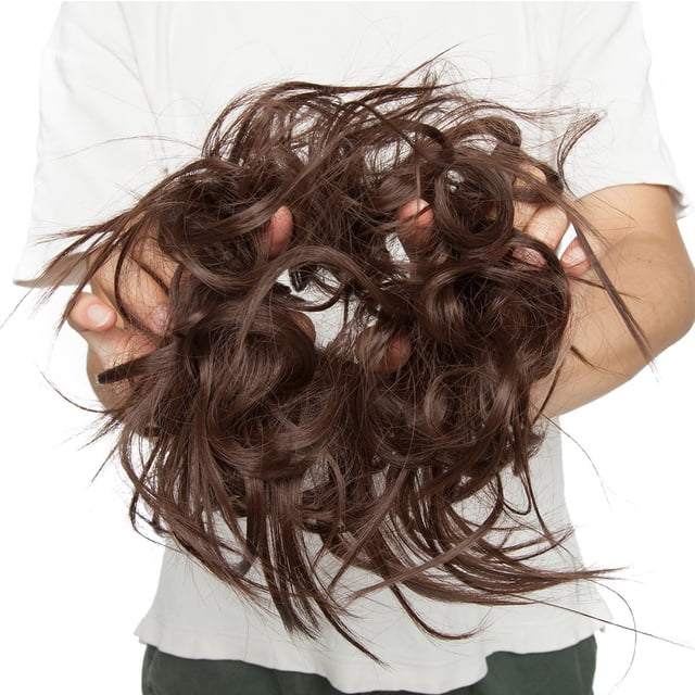 S-noilite Chignon Ondulé Duveteux Chouchous Extension de Cheveux Synthétiques pour Femmes