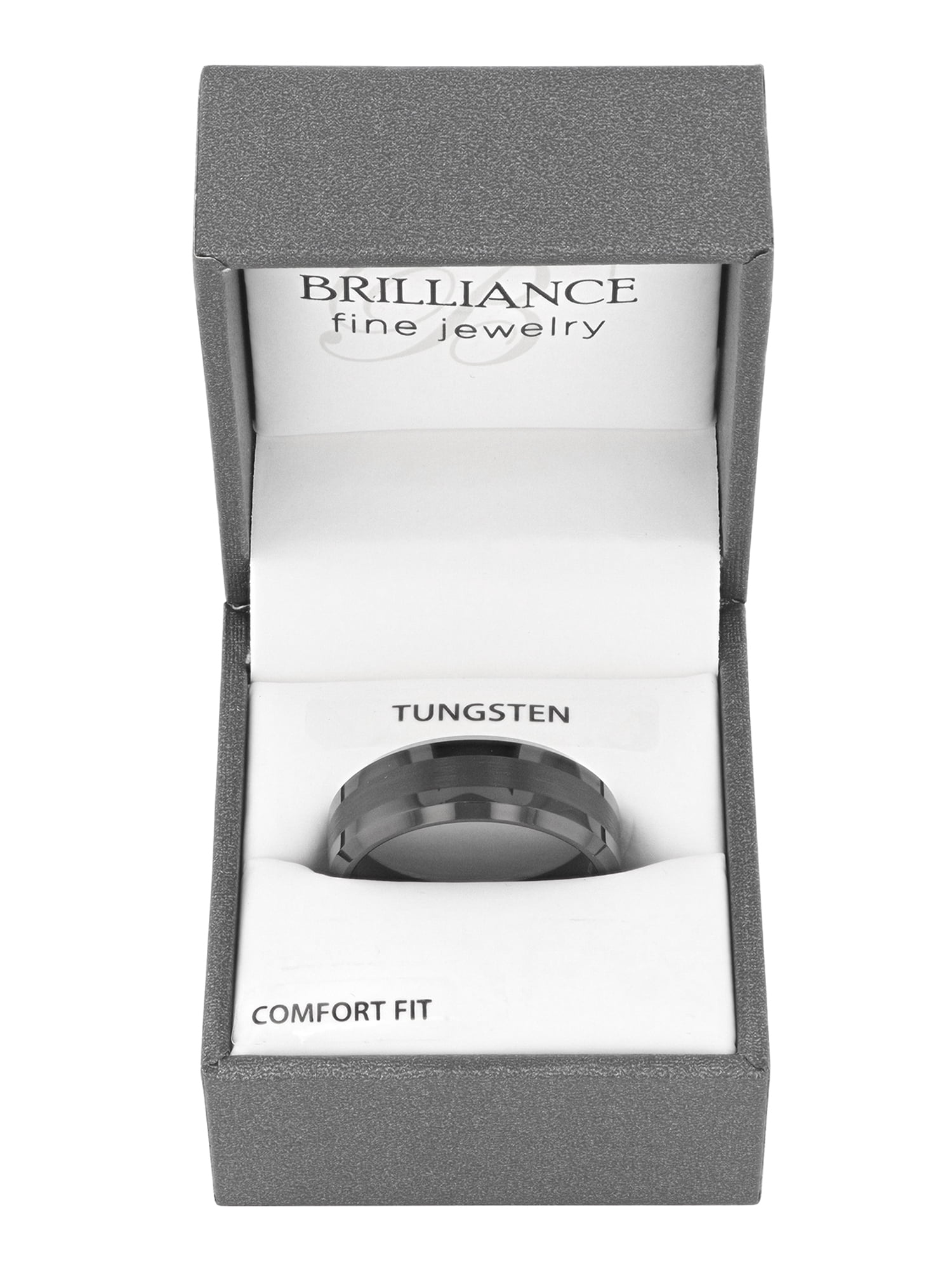 Men's Beveled and Satin Center Ring in Black Tungsten by Brilliance Fine Jewelry - Wedding Band