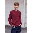 thumbnail image 4 of Arshiner Boys Long Sleeve Polo Shirt Performance School Uniform Pique Button Closure Shirt Black 11-12 Years 140 Deep red, 4 of 7