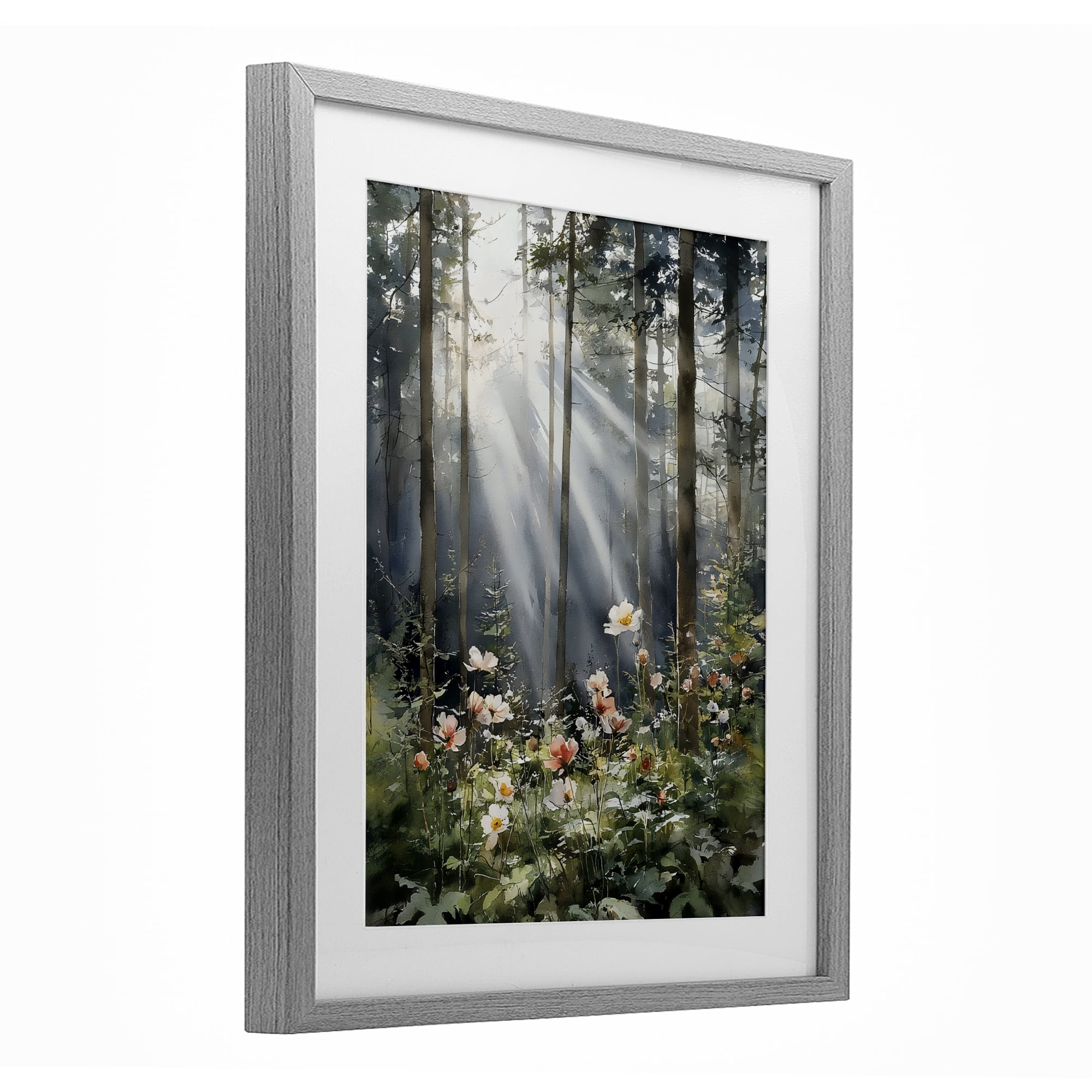 Stupell Industries Sunlit Woods In Morning Gray Framed Print Under Glass, design by Franklyn Gregory