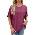 thumbnail image 2 of Njoeus Plus Size Tops for Women, Black T Shirts Womens Shirts Summer Short Sleeve Tunic Tops for Women Basic T Shirt Loose Fitted Casual Blouses S-XXL, 2 of 7
