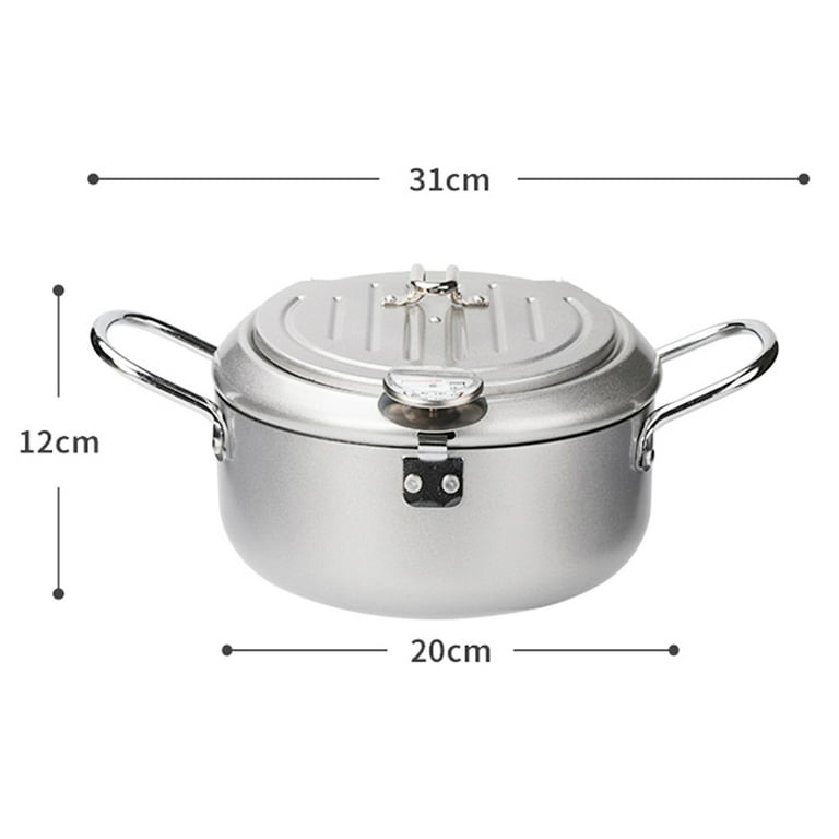 304 Stainless Steel Deep Fryer Pot W/ Temperature Control & Lid, Deep  Frying Pan