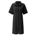 thumbnail image 3 of Summer Dress For Women Short Sleeve Irregular Pocket Shirt Dress With Pockets Women Short Summer Dresses Womens Long Dresses Casual below The Knee Dresses Short Wrap Dress plus Size Dress for Women, 3 of 4