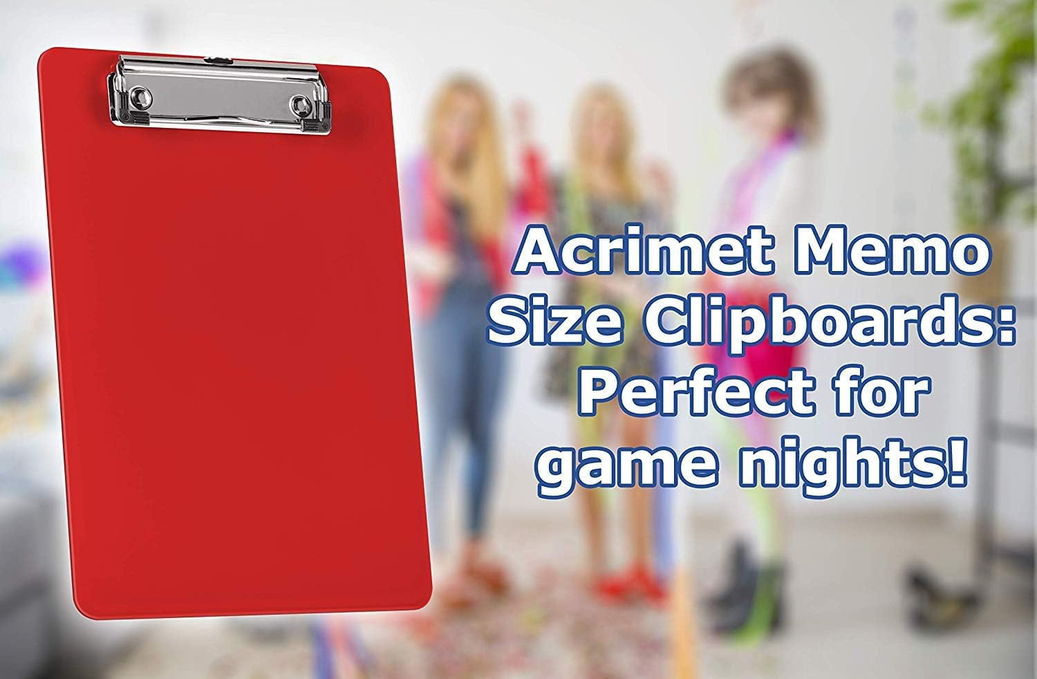 Acrimet Clipboard Memo Size A5 (9 1/4” x 6 5/16”) Low Profile Clip (Plastic) (Solid Red Color) (6 Pack)