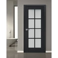 thumbnail image 4 of Interior Solid French Pre-Hung Door Frosted Glass | Veregio 7412 Antracite | Single Regular Panel Frame Trims Handle | Bathroom Bedroom Sturdy Doors -42" x 84", 4 of 6