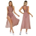 thumbnail image 2 of iiniim Women's Sleeveless Mock-Neck Cutout Back Lyrical Modern Dance Ballet Dress Light Brown L, 2 of 8