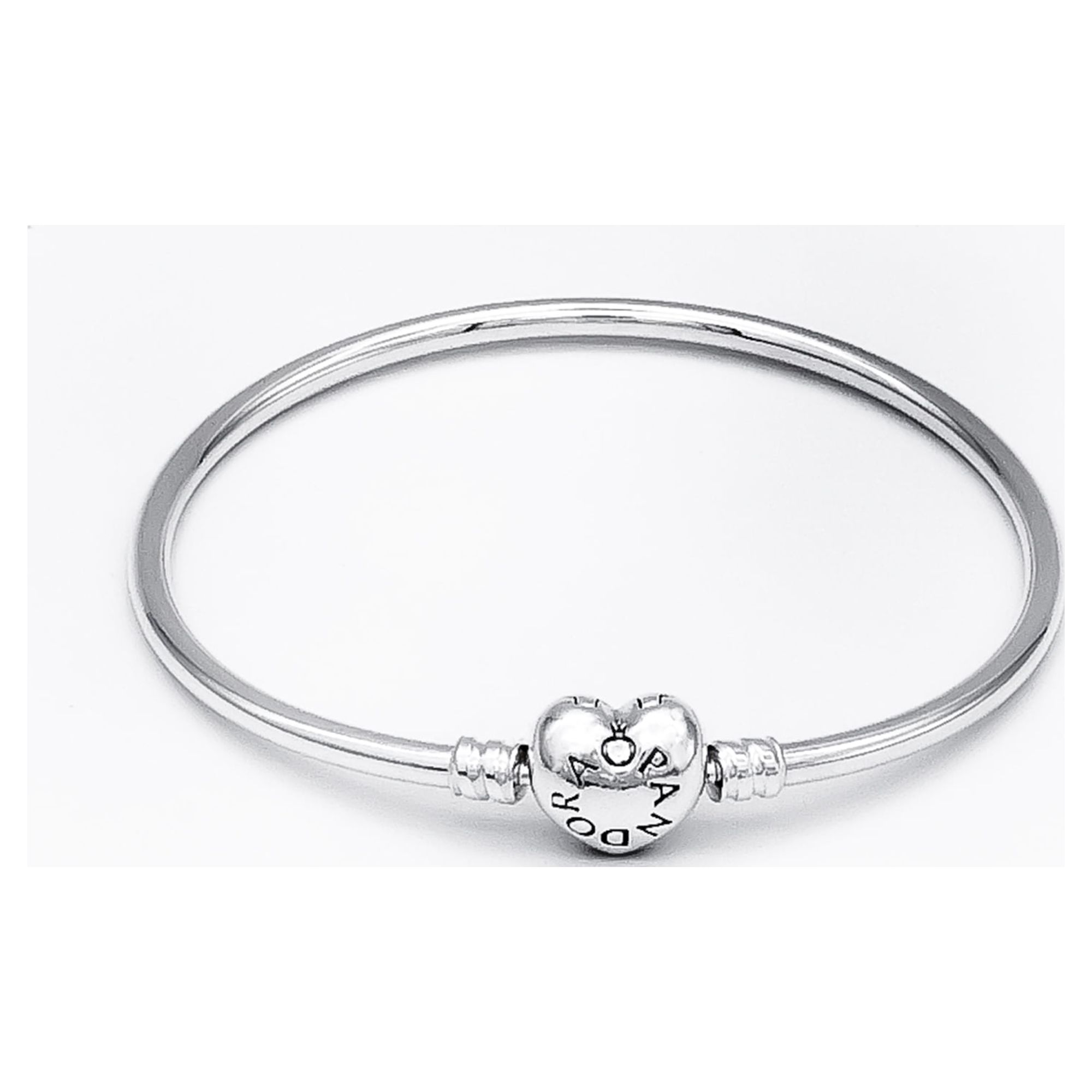 Pandora Moments Sterling Silver Bangle with Heart Clasp - image 2 of 2