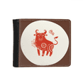 thumbnail image 1 of Year Of Ox Animal China Zodiac Red Flip Bifold Faux Leather Wallet  Multi-Function Card Purse, 1 of 4