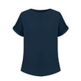 thumbnail image 3 of TODOZO T Shirts for Women Loose Fit Casual Lightweight Soft Basic Tees Summer Clothes for Women Women's Summer Solid Color Casual Loose Double Wrinkle Solid Color Round Neck Short Sleeved T Shirt, 3 of 5
