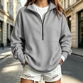 thumbnail image 5 of Horkkom Quarter Zip Sweatshirt for Women Solid Color Loose Pullover Long Sleeve Tops Casual Tunic Sweatshirt S, 5 of 5
