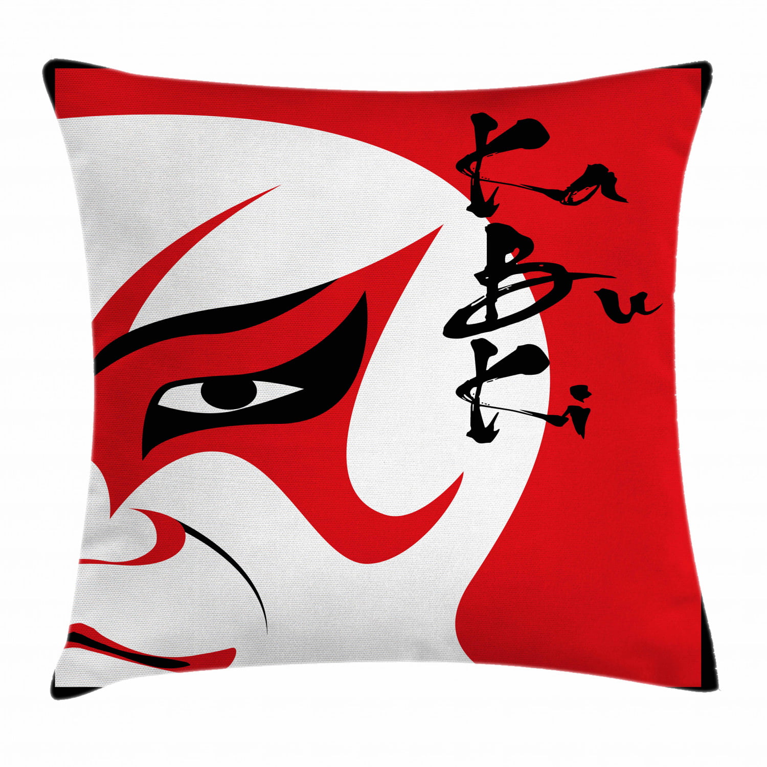 Kabuki Mask Pillow Sham Decorative Pillowcase 3 Sizes Bedroom Decor 