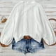thumbnail image 5 of Ropa para mujer,Blusa de mujer de color liso, con encaje, escote en V, manga larga, poliéster, informal, para uso doméstico y diario, sopatenor, 5 of 9