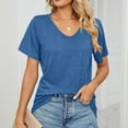 thumbnail image 2 of B91xZ T-Shirts pour Femmes Manches Courtes Col Rond T-Shirts Serrés, Bleu Foncé TTG, 2 of 5