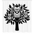 thumbnail image 3 of Owl Print Shower Curtain, 3 Night Birds on a Tree Simplistic Monochrome Animal Illustration, Fabric Bathroom Set with Hooks, 69W X 84L Inches Extra Long, Charcoal Grey and White, by Ambesonne, 3 of 3