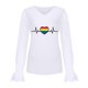 thumbnail image 4 of Mujer Casual Día de San Valentín electrocardiograma impreso cuello en V encaje empalme manga larga pulóver blusa camiseta Tops Fridja  hkj4229, 4 of 8