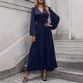 thumbnail image 2 of Zpanxa Maxi Dresses for Women, V Neck High Waist Lantern Sleeve Flowy A Line Winter Style, 2 of 6