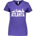 thumbnail image 3 of Inktastic Atlanta Skyline Grunge Women's V-Neck T-Shirt, 3 of 5