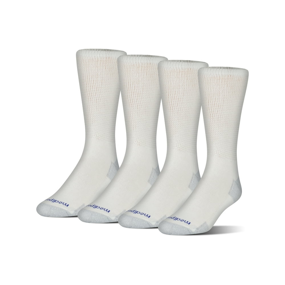 MediPeds Diabetic NanoGlide Crew Casual Socks, XLarge, 4 Pack