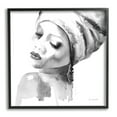 thumbnail image 2 of Stupell Industries Woman With Headwrap Tranquil Black White Watercolor Portrait, 17 x 17, Design by Aimee Del Valle, 2 of 5