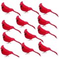 thumbnail image 1 of 12 Pcs Oiseaux Rouges Cardinal avec Clip sur Décoration de Sapin de Noël pour Couronne, 1 of 7