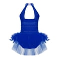 thumbnail image 2 of YONGHS Kids Girls Mesh Splice Sleeveless Feather Tulle Skirted Leotard Gymnastics Dancewear Royal Blue 12, 2 of 7