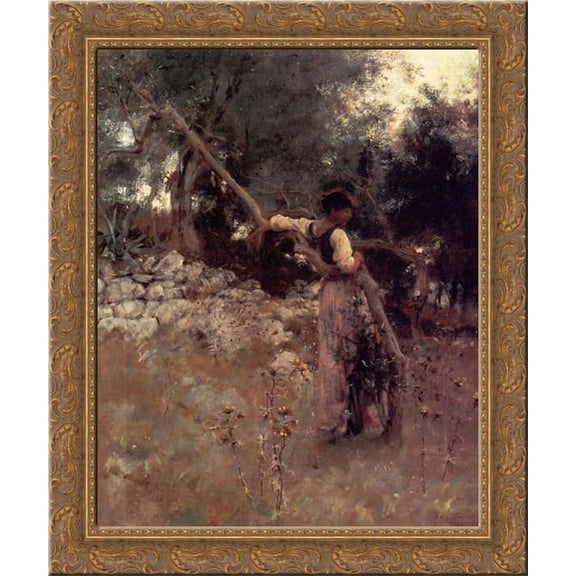 Capri Girl 20x23 Gold Ornate Wood Framed Canvas Art by Sargent, John Singer
