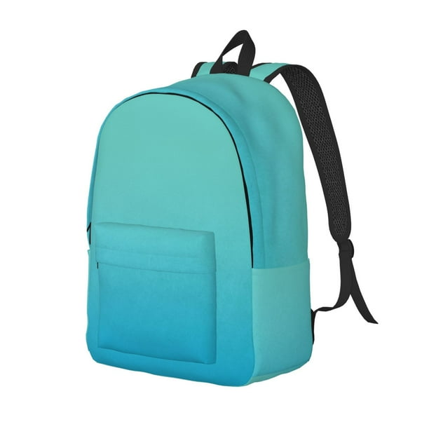 Balery Teal Turquoise Mochila Clásica Impresa Básica para Viaje, Mochila Escolar Resistente al Agua, Mochila de Lona con Correas Ajustables-Medium