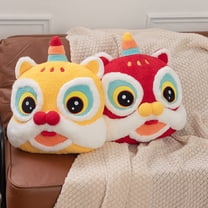 Yhmxh Christmas Throw Pillow Decorative Pillow, Chinese Lion Dance Throw Pillow, Christmas Gift Christmas Home Decorations Soft Winter Pillow Cute Plush Pillow Cushions for Couch Sofa Bed