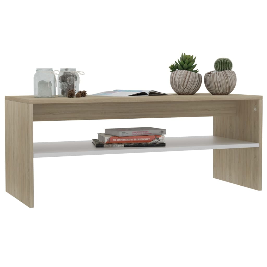 Kepooman 39" Modern Two Tiers Rectangle Coffee Table for Living Room Office, Wood Color Kepooman 39" Modern Two Tiers Rectangle Coffee Table for Living Room Office, Wood Color