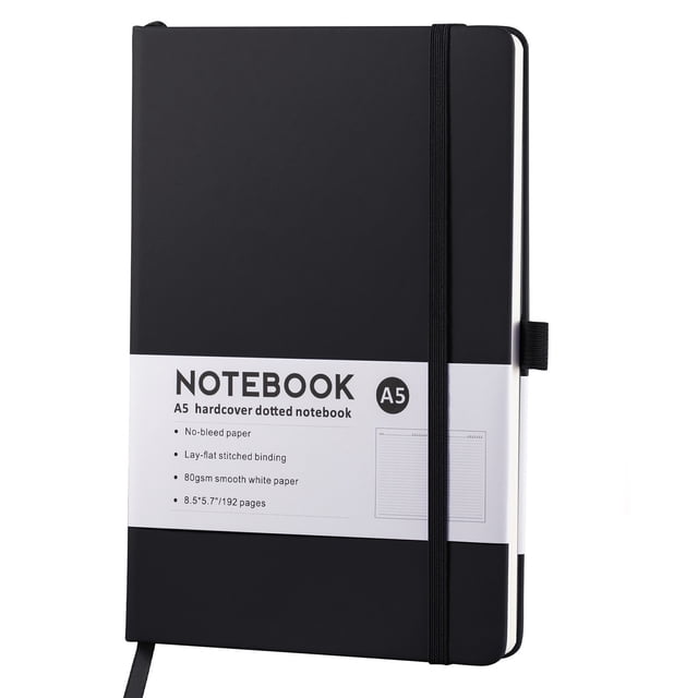 Lined Journal Notebook, 192 Pages, A5 Medium Size, 5.7"x 8.5" Notebooks for Work, Schools and Journal Cuaderno Cuadriculado Note Book Journals Office Journal Notebook Desk Supplies, Black