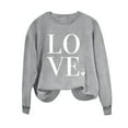 thumbnail image 3 of Womens Long Sleeve Shirts Casual Loose Fit Round Neck Pullover Tops LOVE Print Thin Fleece Fall Basic Trendy Outfits Lightweight Sweatshirt, 3 of 5