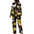 thumbnail image 2 of Renewold Sunflowers Chicken Button Down Pajama Set of 2 Indoor Women Daily Wear Vacation Party Birthday Gifts Fit for All Seasons Soft Outfits Loungewear Tops Size 4XL, 2 of 6