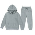 thumbnail image 4 of Boys Girls Sweatsuit Set 2PC Long Sleeve Grey Hooded Sweatsuits Pullover Sweatpants Fall Clothes Teen Outfits for Girls 10-11 Years Trendy Boys Girls Fashion, 4 of 4