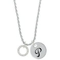 thumbnail image 1 of Delight Jewelry Silvertone Joshua 1:9 Eternity Ring Silvertone Script Initial Disc - P - Charm Necklace, 20"+3", 1 of 4