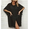 thumbnail image 2 of MIUOWANP Sunscreen Loose Perspective Casual Bikini Swimsuit Beach Smock Womens Bathing Suit Cover Ups Button Tassels Bikini Swimsuit Coverup Beach Loose Dress Shirt, 2 of 5